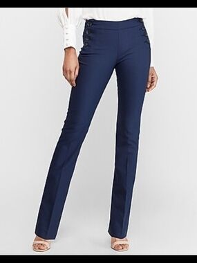 Express Women's Mid-Rise Side Button Barely Boot Columnist Pants 14R